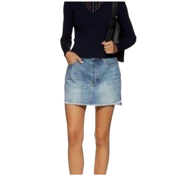 Rails Shane Button Fly Frayed Step Hem Womens Denim Mini Skirt Size 31 - Picture 1 of 10